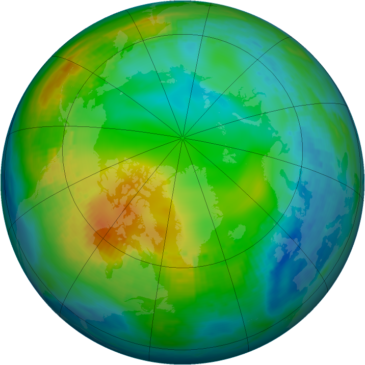 Arctic ozone map for 23 November 1980